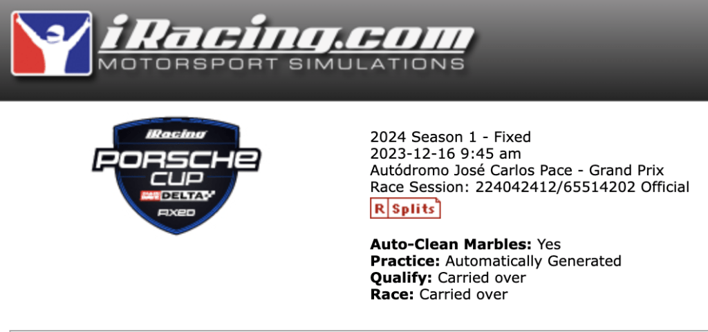 iRacing Porsche Cup Interlagos