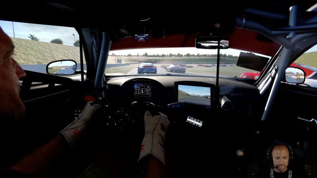iRacing DTM Series Oschersleben: cockpit view from the Mercedes-AMG GT3 on the formation lap behind the GT3 field