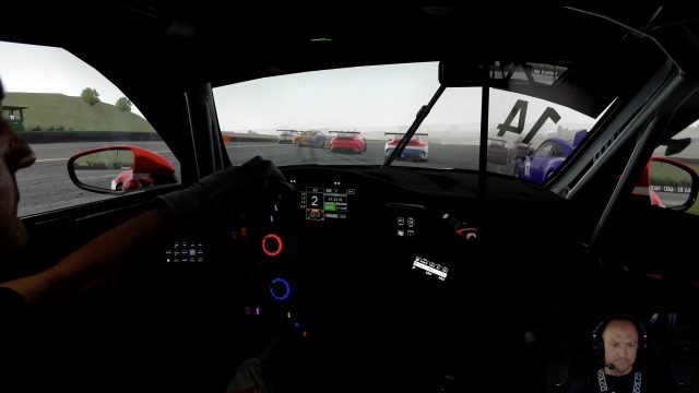 iRacing Porsche Cup Interlagos cockpit view from the #14 Porsche 911 Cup chasing the field on lap 2